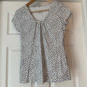 Merona Grey and White Polka Dot Short Sleeve Top